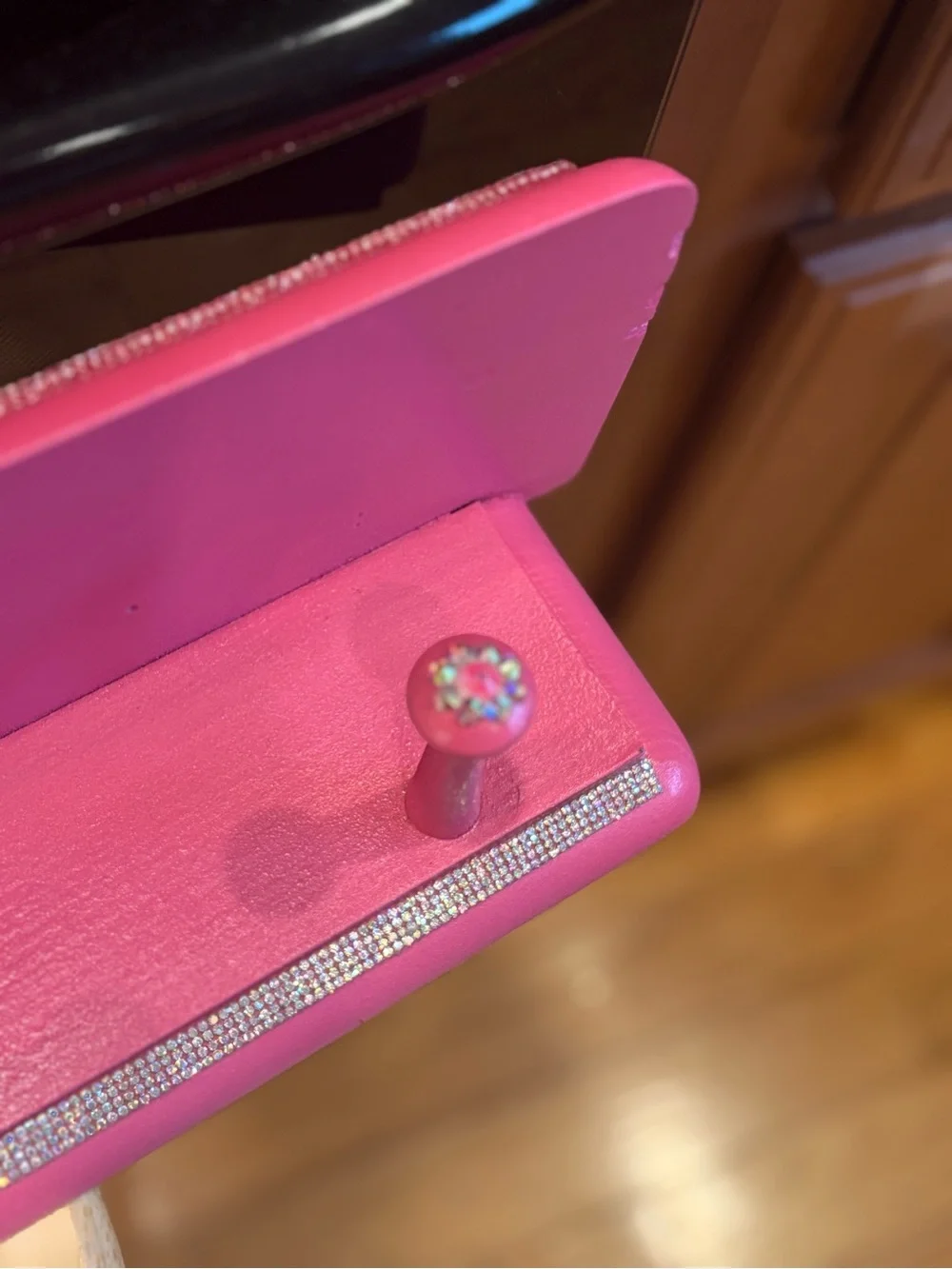 Hot Pink -“Barbie theme”Heart Accent Wall Hook Rack-Rhinestone accents